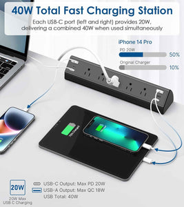 Jgstkcity desk clamp 40w fast charging station with 4 pd usb c ports and 5 outlets