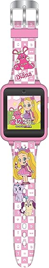 Love Diana Kids Smart Watch - Touchscreen with Games, Selfie Camera, Step Tracker, Alarm Timer, Voice Recorder, and Printed Silicone Strap - Fits Wrists 5.5" to 8.0"