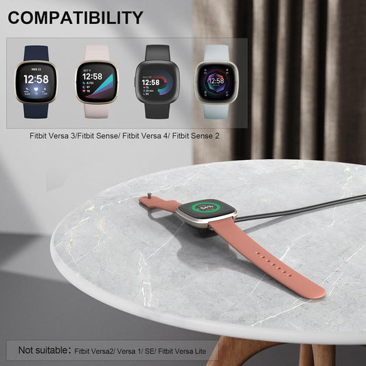 Compatible with Fitbit Sense/Versa 3 2 Pack Replacement USB Charging Cable Dock Stand for Sense/Versa 3 Accessories