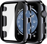 Misxi 2 Pack Tempered Glass Case Compatible for Apple Watch Series 11 (2025) Series 10 46mm, Screen Protector Cover for iWatch, Black