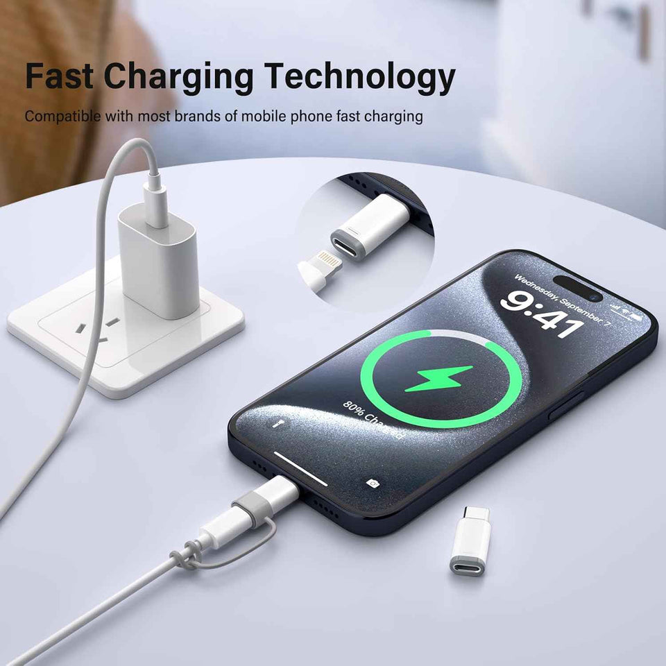 4 Pack Lightning to USB C Adapter for iPhone 15/16/17 Pro/17 Pro Max,for iPhone 17/16 Charger,17/16 Accessories,Fast Charging & Data Transfer,USB C Charger Connector Cable,Not for Audio/OTG