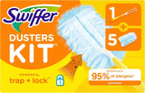 Swiffer TRAP + LOCK Duster Starter Kit, Includes 1 Handle and 5 Dusters for Allergen-Grabbing Dusting