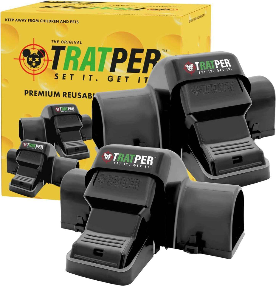 Rat and Chipmunk Traps, Dual Tunneled Design, Covered Snap Traps for Humane Rat Control, Reusable, 2 Pack