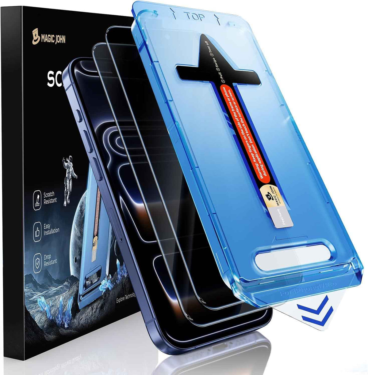 MAGIC JOHN 2 Pack for iPhone 17 Pro Max 6.9 inch Privacy Glass Screen Protector-[Anti-Spy] Auto Dust-Elimination, Bubble Free, Easy Installation, Daily Drop Protection