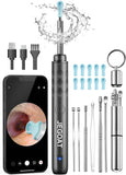 Jegoat Ear Wax Removal, Ear Wax Removal Tool Camera with 1296P HD Camera and 6 LED Lights, Ear Cleaner with 10 Ear Pick, Upgraded Ear Wax Removal Kit for iOS and Android, Black