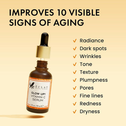 eclat skincare vitamin c serum 1 fl oz face care with hyaluronic acid and ferulic acid