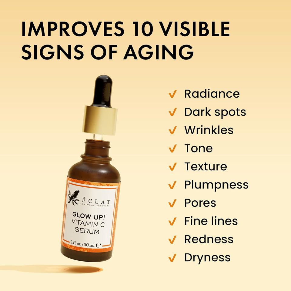 eclat skincare vitamin c serum 1 fl oz face care with hyaluronic acid and ferulic acid