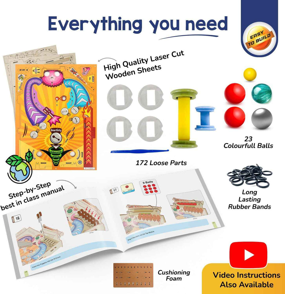 smartivity diy pinball machine for kids 8-14 years old, global award winning arcade game, stem toy for boys & girls
