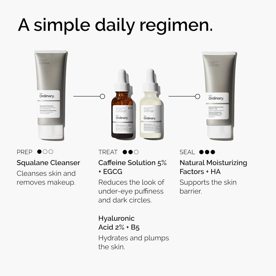 the ordinary caffeine solution 5% + egcg, depuffing eye serum for dark circles and tired eyes, 30ml