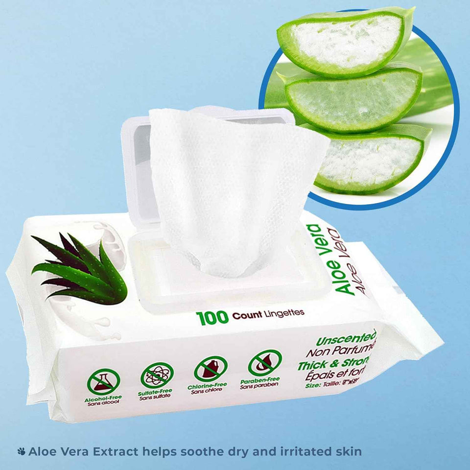 Best Pet Supplies Pet Wipes for Dogs - Dog Wipes Cleaning Deodorizing, for Coats, Ears, Paws - Hydrating, Aloe Vera