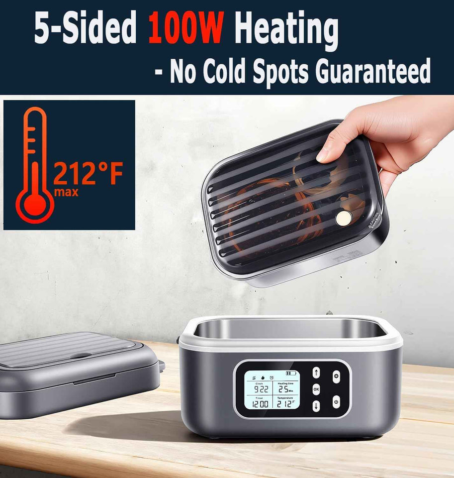 2 x 6.3-Cup Cordless Electric Heated Lunch Box, 100W Rechargeable Portable Food Warmer for Adults and Travel