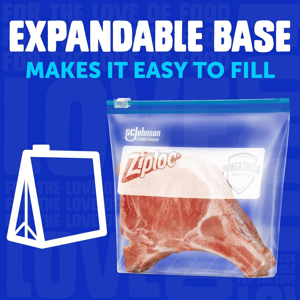 Ziploc Quart Food Storage Freezer Slider Bags, Power Shield Technology for More Durability, 34 count, 4 Pack, 136 Total (Packaging May Vary)