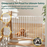 Cumbor 29.2-43" White Baby Gate for Stairs, Wall-Mounted, Expandable Dog Gate with Auto Close Walk Thru