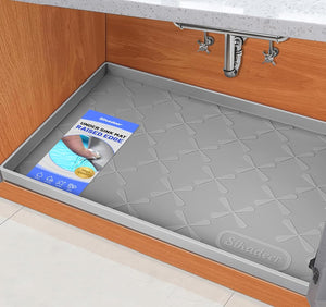 SIKADEER Under Sink Mat Waterproof 34" x 22", Silicone Mat Kitchen Drawer Shelf and Cabinet Liner, Sink Protector for Kitchen Organizers and Storage, Boot Tray Pet Food Mats