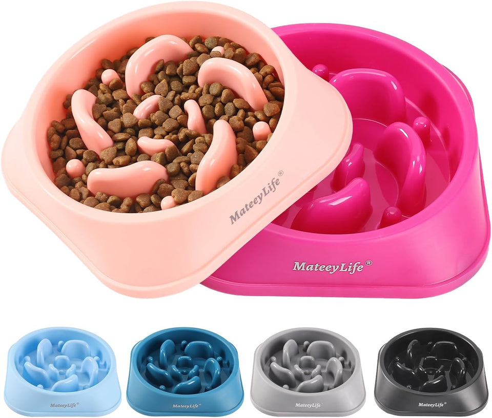 MateeyLife slow feeder dog bowls, 2PCS, anti-choking puzzle dog food bowls, anti-slip interactive feeding slow down eating for medium breeds