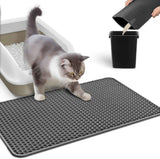 Cat Litter Mat - 23.2'' x 14.6'' Small Litter Trapping Mat, Easy to Clean Litter Box Mat, Waterproof, Urine-Proof, Non-Slip Kitty Litter Mats for Floor, Grey