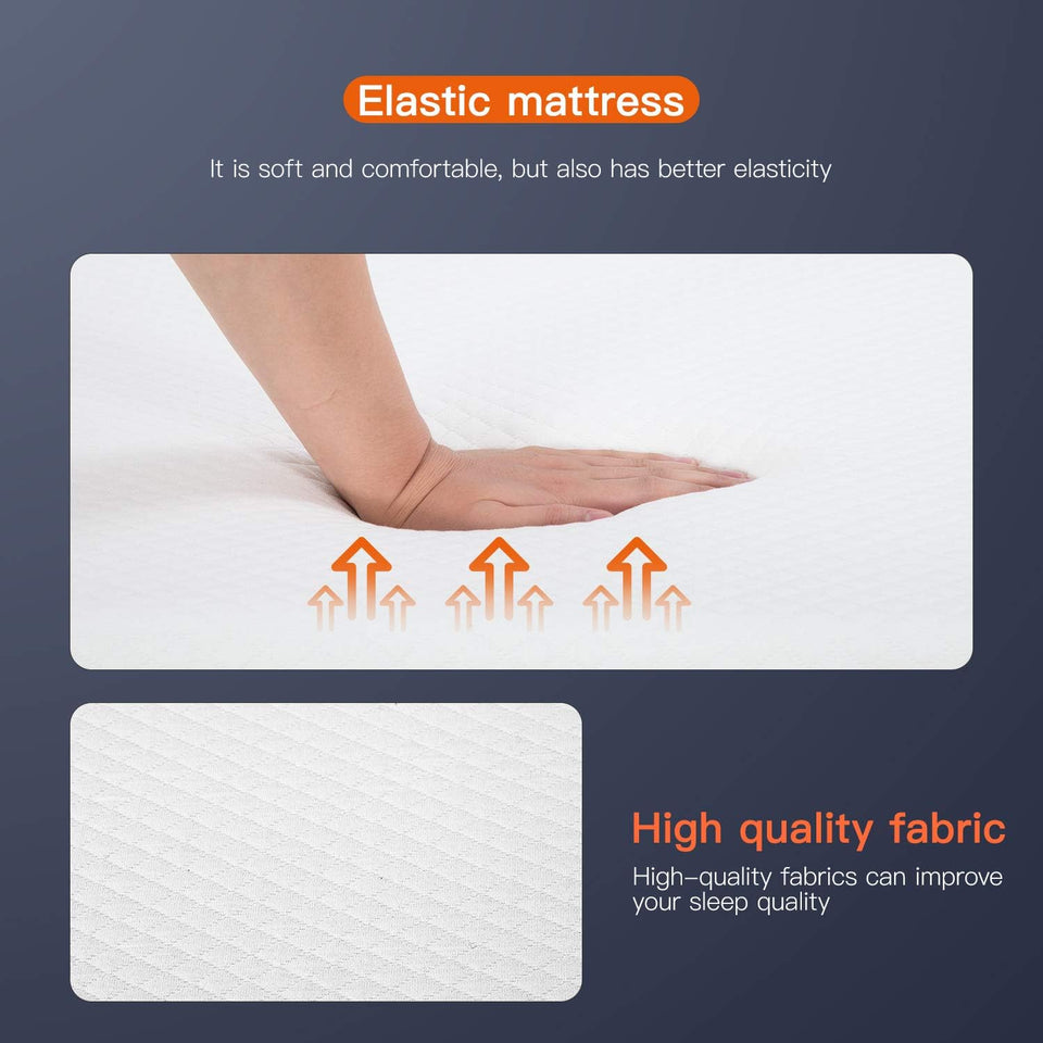 FDW | 8 Inch Twin Mattress | Medium Firm | Gel Memory Foam Mattress | White | Bed in a Box, CertiPUR-US Certified | Pressure Relief, Cooling Ventilated Foam | Washable Removable Cover