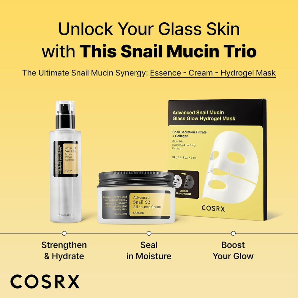 cosrx snail mucin 92% face moisturizer, 3.52 oz, lightweight, korean skin care cream