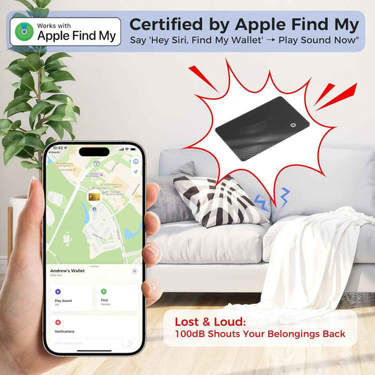 AirTag Card Wallet Tracker Set of 4 - Apple Find My (iOS Only) - 2025 Ultra-Slim 1.8mm Smart Finder, IP67 Locator for Men's Wallets & Luggage Black