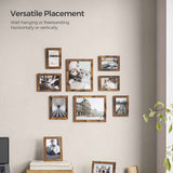 SONGMICS Picture Frames, Collage Picture Frames Set of 10, Two 8x10, Four 5x7, Four 4x6, Photo Frame for Wall Gallery Decor, Table Display, Christmas Gift, Rustic Brown URPF010X01