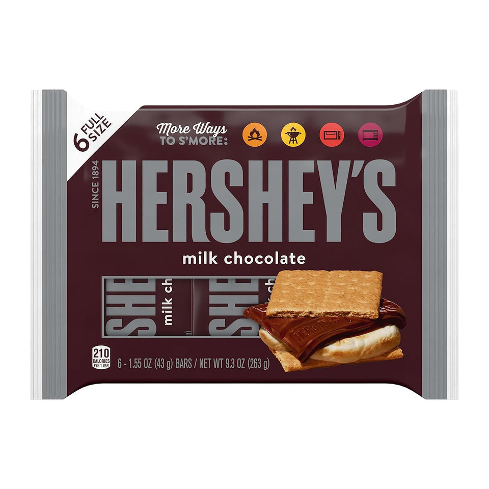 HERSHEY'S Milk Chocolate Candy Bars, 1.55 oz (6 Count)