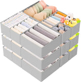 Criusia 15 Pack Drawer Organizer for Clothes, Foldable Dresser Dividers with 3 Sizes, Fabric Storage Bins – Beige