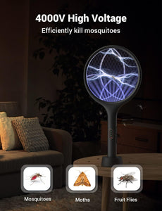 YISSVIC Electric Fly Swatter Bug Zapper Racket Dual Modes Mosquito Killer with Purple Mosquito Light Rechargeable for Indoor Home Office Backyard Patio Camping (Black 2 Pack)