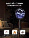 YISSVIC Electric Fly Swatter Bug Zapper Racket Dual Modes Mosquito Killer with Purple Mosquito Light Rechargeable for Indoor Home Office Backyard Patio Camping