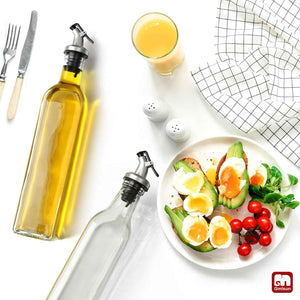 Clear 4 Pack Olive Oil Dispensers for Kitchen with Plastic Pourer Spout and Funnel