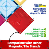 Tile Town Fire Station Magnetic Tiles Set, 66 Piece Kids Magnet Toy, Innovative Action Play Magnetic Tile Building Set Ages 3-6, Amazon Exclusive
