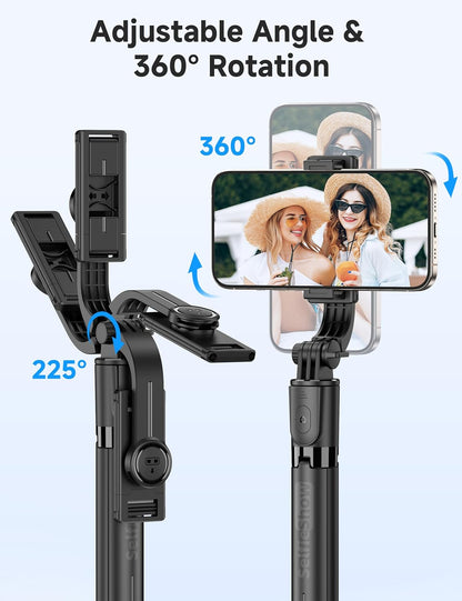 Portable Selfie Stick, 4 in 1 Extendable Phone Tripod Stand with Detachable Wireless Remote & Phone Holder 360° Rotating Mini Travel Tripod Compatible with iPhone 16/15/14/13 Pro/Android/Gopro