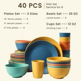 Homienly 40-Piece Unbreakable Wheat Straw Dinnerware Set, Service for 8