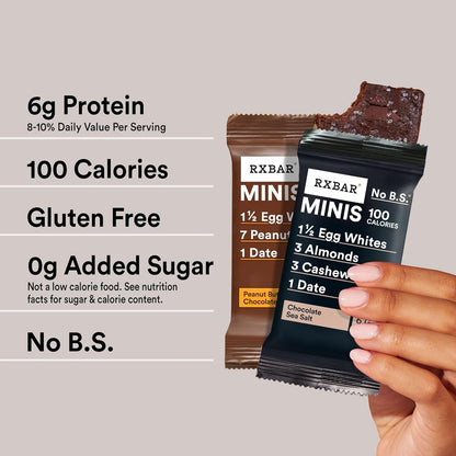 RXBAR Minis Protein Bars, Protein Snack, Snack Bars, Variety Pack, 7.3oz Box (8 Count)
