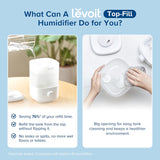 LEVOIT Top Fill Humidifiers for Bedroom, 2.5L Tank for Large Room, Easy to Fill & Clean, 28dB Quiet Cool Mist Air Humidifier for Home Baby Nursery & Plants, Auto Shut-off for Safety, 25H