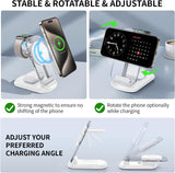 2025 Traveling Wireless Mag-Safe Fast Charging Station,Magnetic 3 in 1 Charger with Light for iPhone 17 16 15 14 13 12 Pro Max Plus,Apple Watch& Air pods 4 3 2 Pro-Gifts for Wife & Husband(White) - Zynora