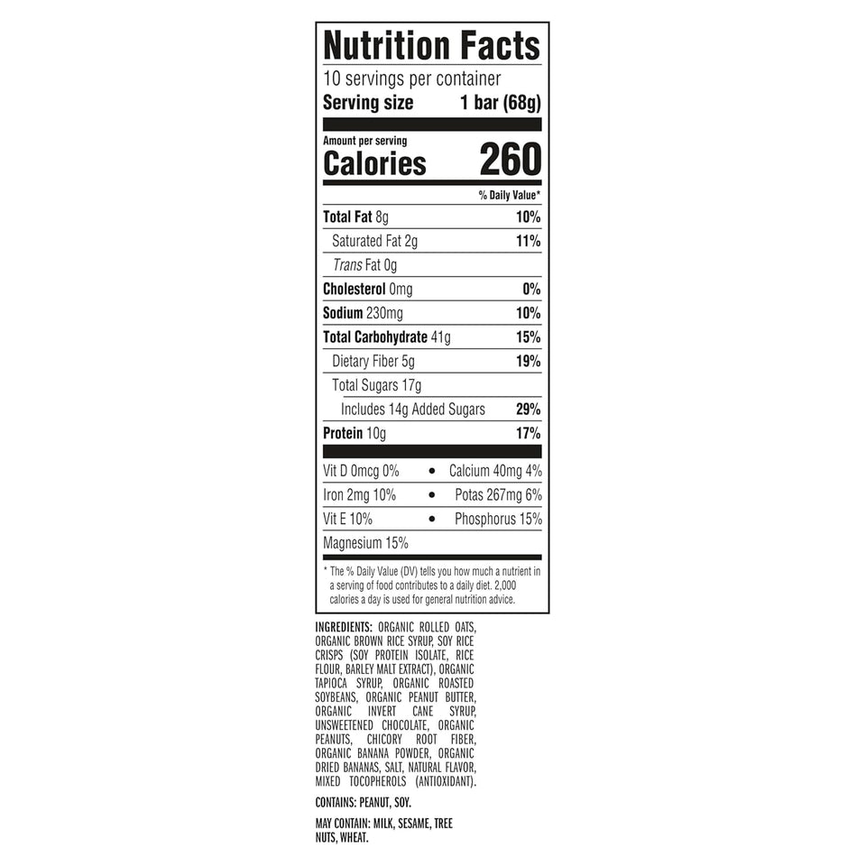 clif bar energy protein bars peanut butter banana dark chocolate organic oats non gmo 10 pack
