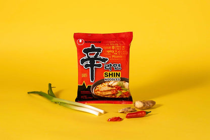 Nongshim Ramen Noodles, Gourmet Instant Ramen, Premium Microwavable Noodle Soup, Spicy Shin, Family Pack, 4.23 Ounce (Pack of 20)