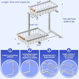 ADBIU Under Sink Organizer, 2 Pack 2 Tier Expandable Height (White, Large Size)