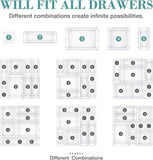 16 PCS Drawer Organizer Set, 5 Varied Size Bathroom and kitchen Drawer cabinet organizer Trays, Clear Storage Bins for Makeup, Jewelry, Utensils and Gadgets