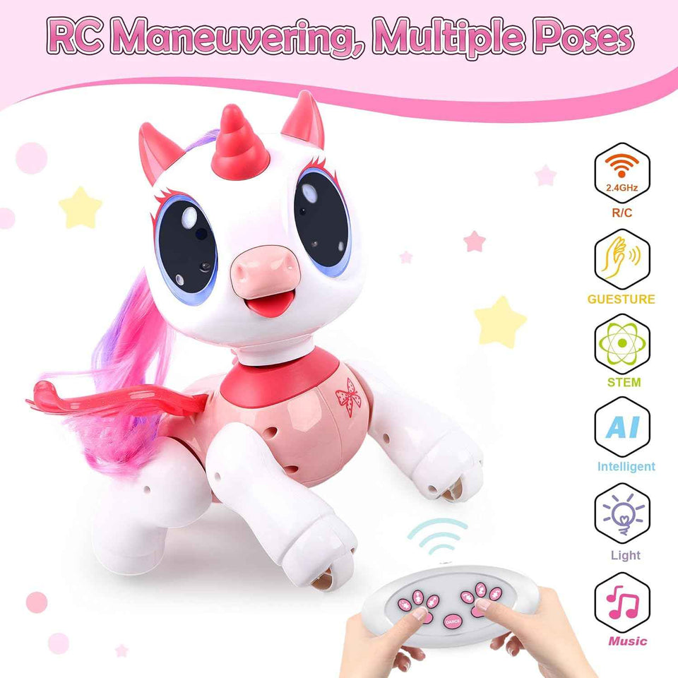 sprshy remote control unicorn pink pegasus toy for girls ages 3 to 8