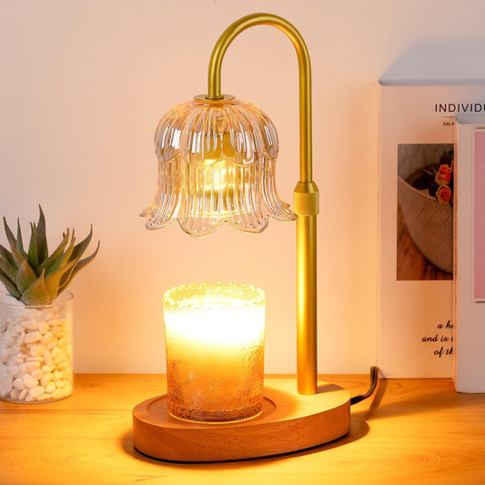 Candle Warmer Lamp Electric Timer - Candles Warming Light Height Adjustable Dimmable Warmers Flower Lamps No Flame Heat Warm Melt Wax Jar Modern Home Decor Table Lights for Home Living Bedroom