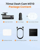 70mai Dash Cam M310, Dash Camera for Cars 1296P QHD, Smart Dash Cam Front Built in WiFi, 130° Wide-Angle FOV, WDR, Night Vision, iOS/Android Mobile App, Loop Recording, Parking Monitor, Time-Lapse
