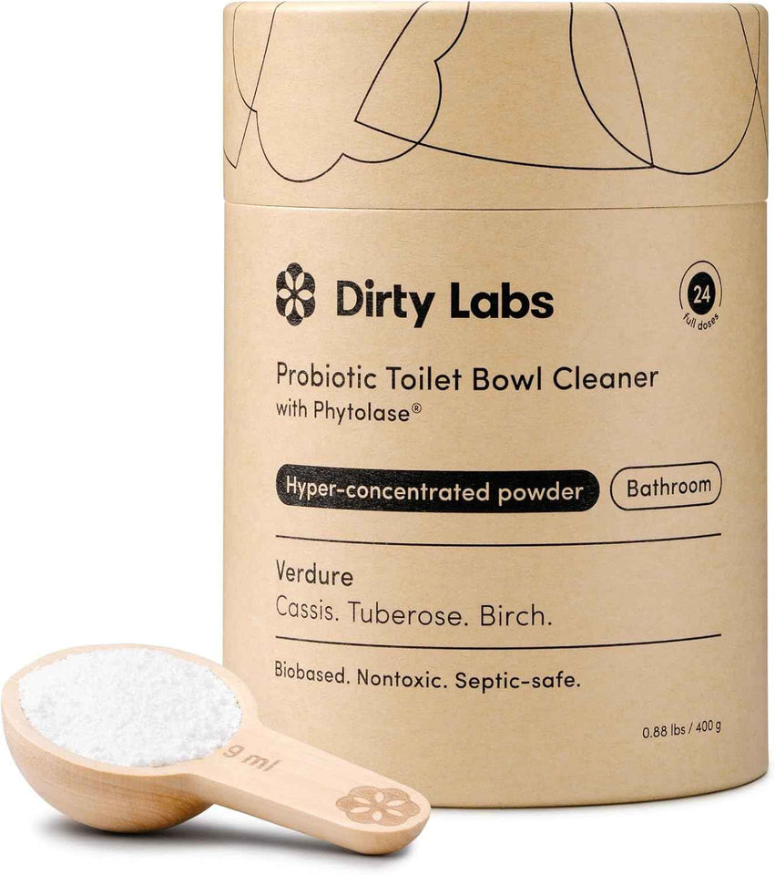Dirty Labs Probiotic Toilet Bowl Cleaner Powder with Phytolase Bio Enzymes, Septic-Safe and Biodegradable, Verdure Scent