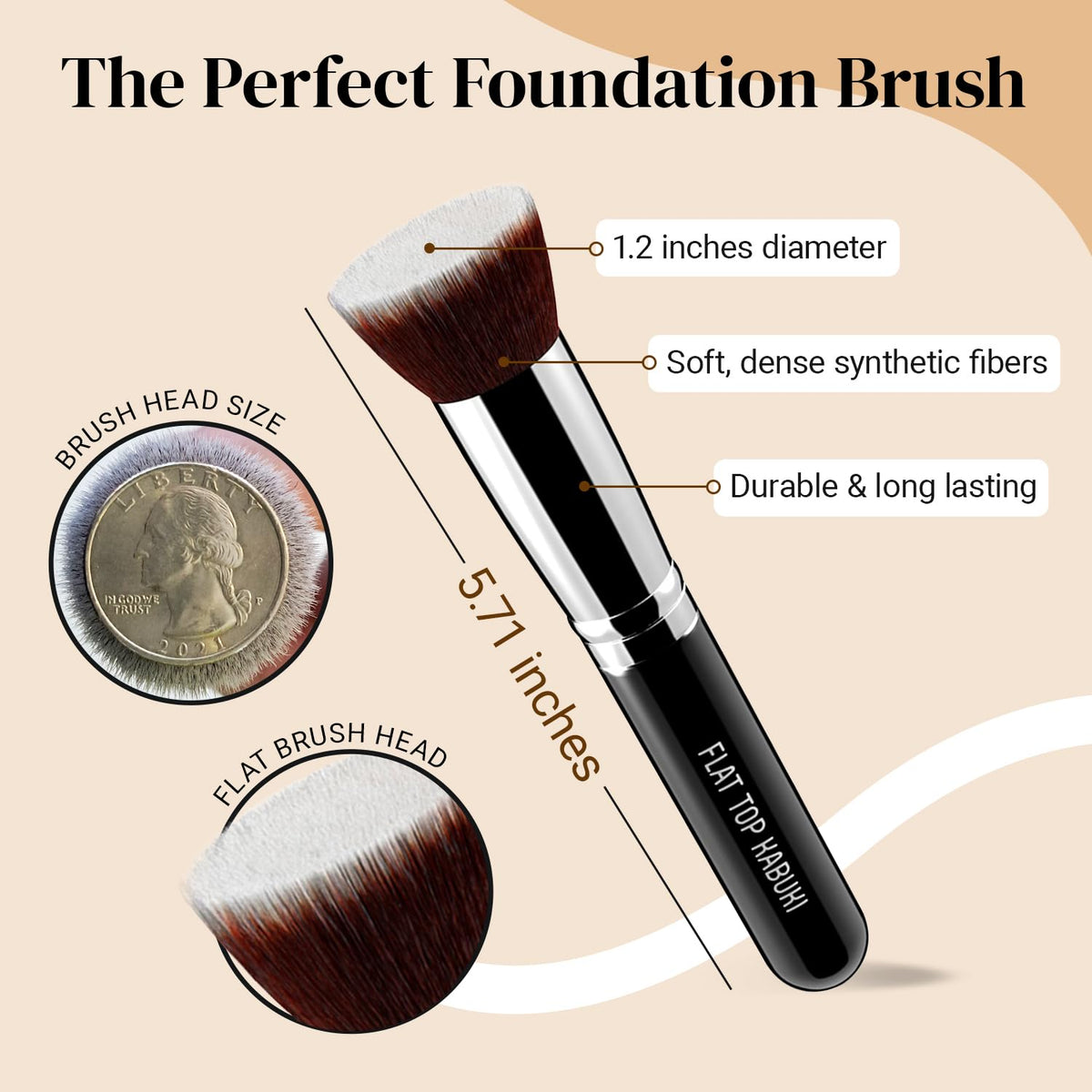 Premium  Flat Top Kabuki Foundation Brush By KESHIMA - Cart Shape