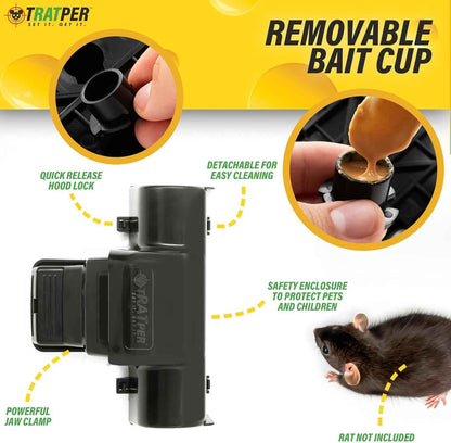 Rat and Chipmunk Traps. Prevents Accidental Triggering with Dual Tunneled Design. Covered Snap Traps for Humane Kill, Reusable, Pest Control for Rats, Indoor & Outdoor Use. 2 Pack