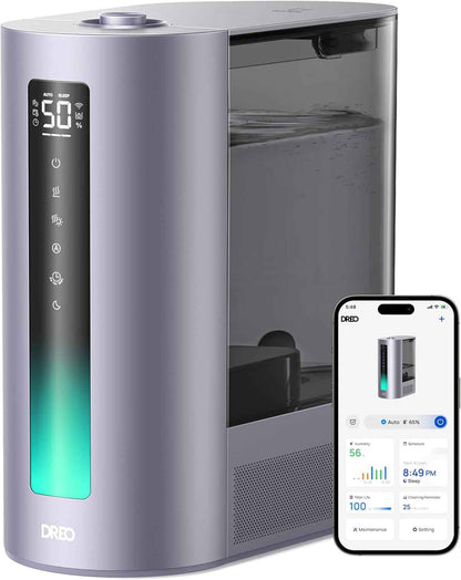 DREO 6L Humidifiers for Bedroom, Smart Warm & Cool Mist for Large Room, 60Hr Quiet Runtime for Baby, Plant, Humidity Sensor, Indicator Light, 12H Timer, Google/Alexa, HM713S
