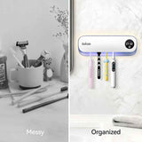 Takoo Toothbrush Cleaner, 4 Slots Wall Mounted Toothbrush Holder for Bathroom, Smart Hot Air Drying Technology, Rechargeable Smart Home Gadget
