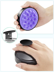 HEETA Scalp Massager Hair Growth, Soft Silicone Scalp Scrubber Shampoo Brush for Exfoliation, Dandruff Removal Head Massage Stress Relax, Wet & Dry Use for Thick Thin Curly Hair Care, Black