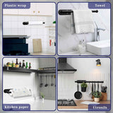 Stainless Steel black paper towel holder under cabinet or self adhesive wall mount for kitchen, bathroom, and pantry