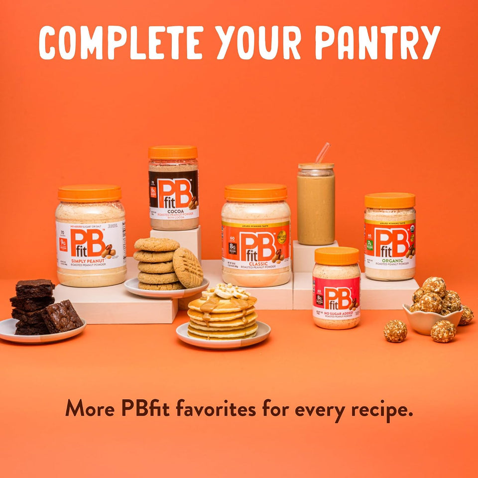 pbfit 30 ounce classic peanut butter powder, powdered peanut butter spread from real roasted peanuts, 8g protein, gluten-free